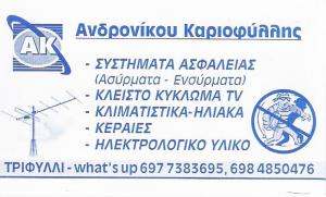 ΣΥΣΤΗΜΑΤΑ ΑΣΦΑΛΕΙΑΣ ΤΡΙΦΥΛΛΙ ΓΙΑΝΝΙΤΣΑ -  ΗΛΕΚΤΡΟΛΟΓΙΚΟ  ΥΛΙΚΟ ΓΙΑΝΝΙΤΣΑ - ΑΝΔΡΟΝΙΚΟΥ ΚΑΡΙΟΦΥΛΛΗΣ